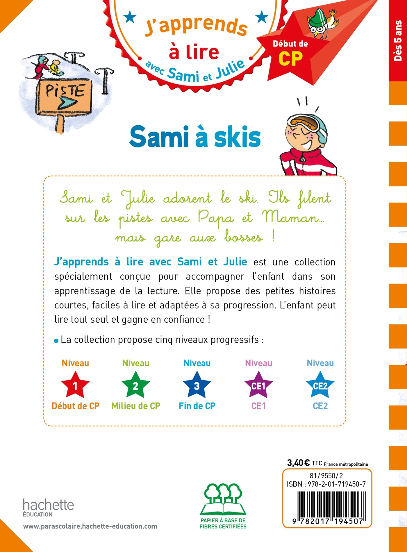 Sami et Julie CP Niveau 1 Sami à skis - Sylvie Baudet - HACHETTE EDUC