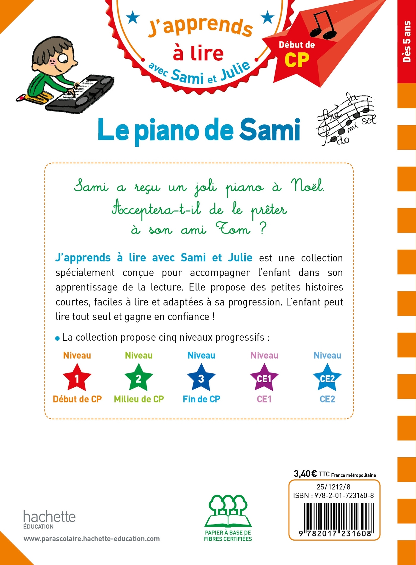 Sami et Julie CP niveau 1 Le piano de Sami - Barbara Jung - HACHETTE EDUC