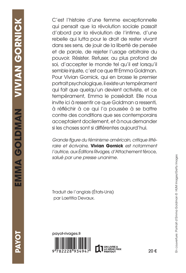 Emma Goldman - VIVIAN GORNICK - PAYOT