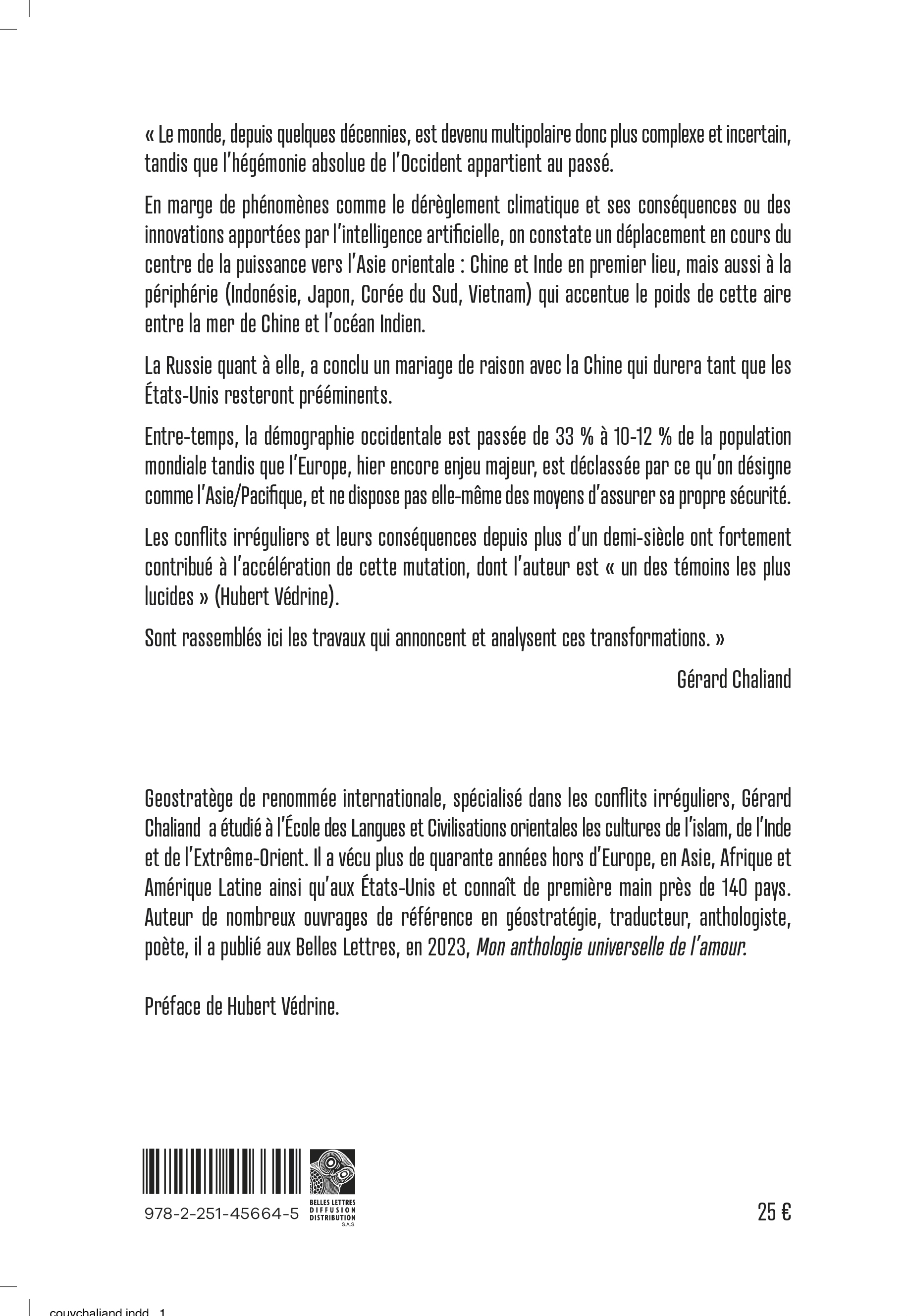 Le Grand Tournant géopolitique - Gérard Chaliand, Hubert Vedrine - BELLES LETTRES