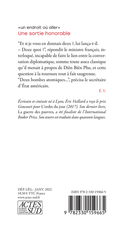 Une sortie honorable - Éric Vuillard - ACTES SUD