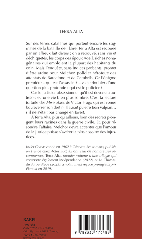 Terra Alta - Javier Cercas - ACTES SUD