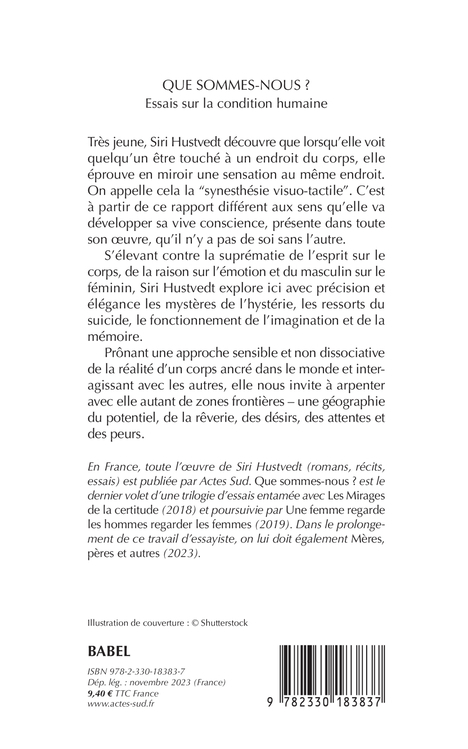 Que sommes-nous ? - Siri Hustvedt - ACTES SUD