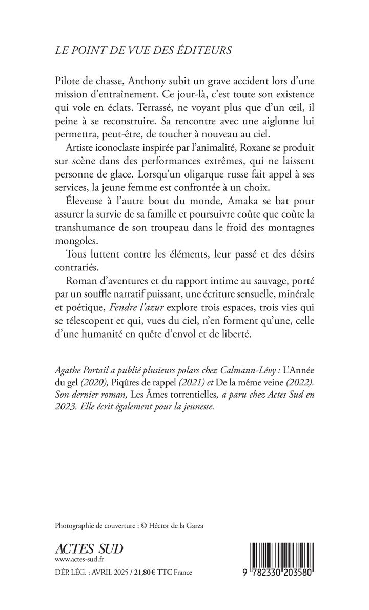 Fendre l'azur - Agathe Portail - ACTES SUD
