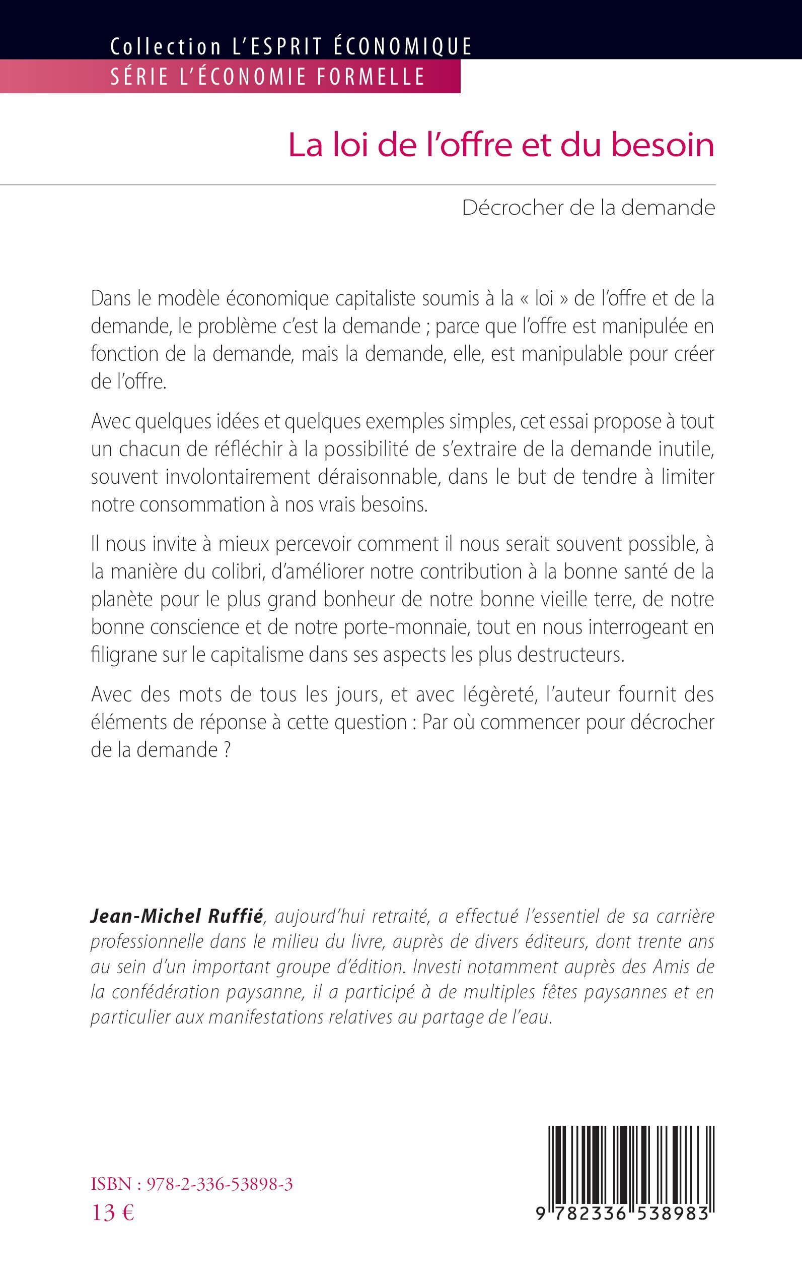 La loi de l’offre et du besoin - Jean-Michel Ruffié - L'HARMATTAN