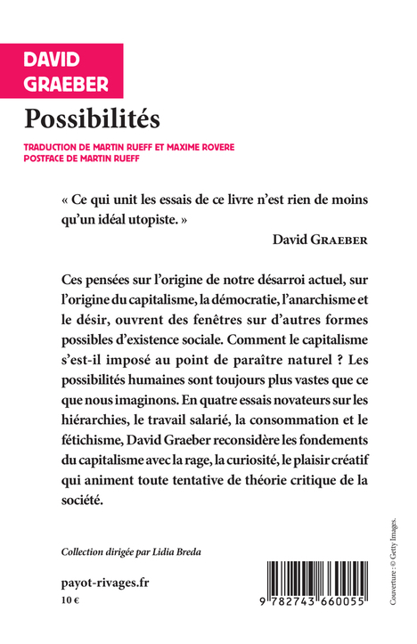 Possibilités - David Graeber, Martin Rueff - RIVAGES