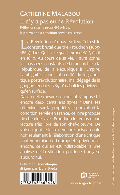 Il n'y a pas eu de Révolution - Catherine Malabou - RIVAGES