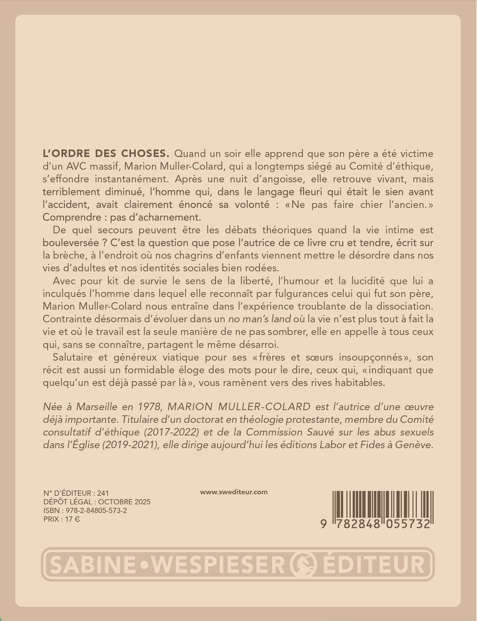 L'ordre des choses - Marion Muller-Colard - SABINE WESPIESE