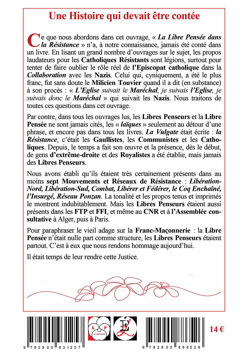 La Libre Pensée dans la Résistance -  Collectif, Christian EYSCHEN - LIBERTAIRES