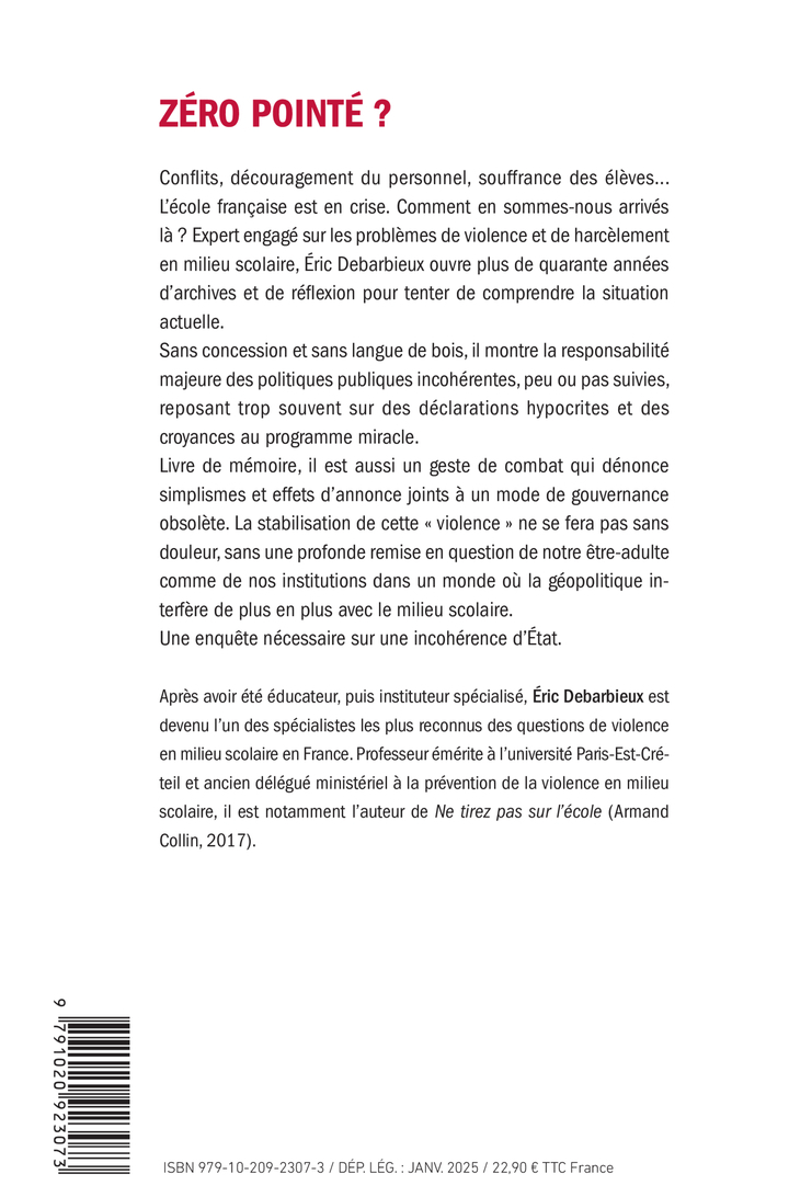 Zéro pointé ? - Eric Debarbieux - LIENS LIBERENT