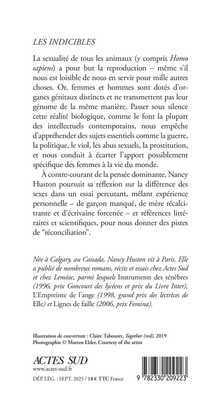 Les Indicibles - Nancy Huston - ACTES SUD