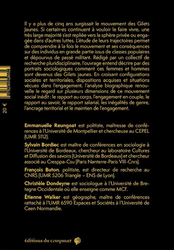 Devenir des gilets jaunes - REUNGOAT/BORDIEC - CROQUANT