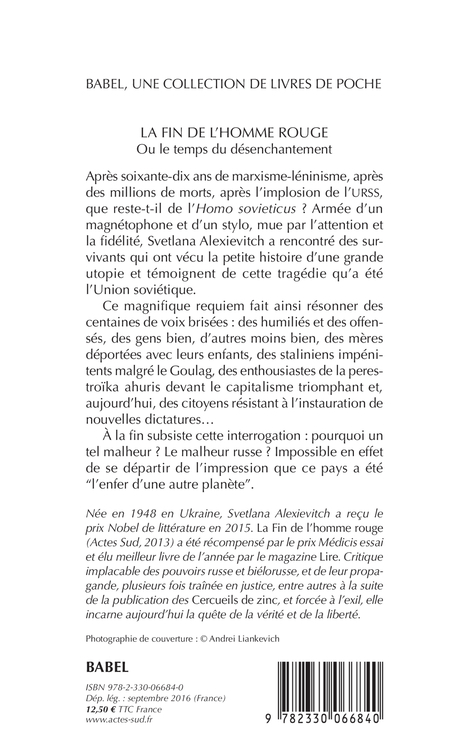 La Fin de l'homme rouge - Svetlana Alexievitch, Michel PARFENOV - ACTES SUD
