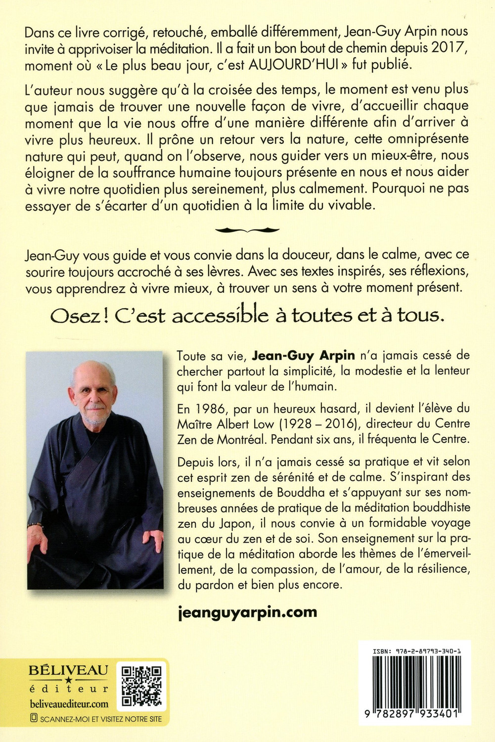Une invitation à la méditation - Comment arriver à l'état zen - Accessible à tout le monde - Jean-Guy Arpin - BELIVEAU