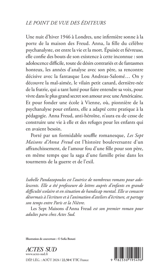 Les Sept maisons d'Anna Freud - Isabelle Pandazopoulos - ACTES SUD