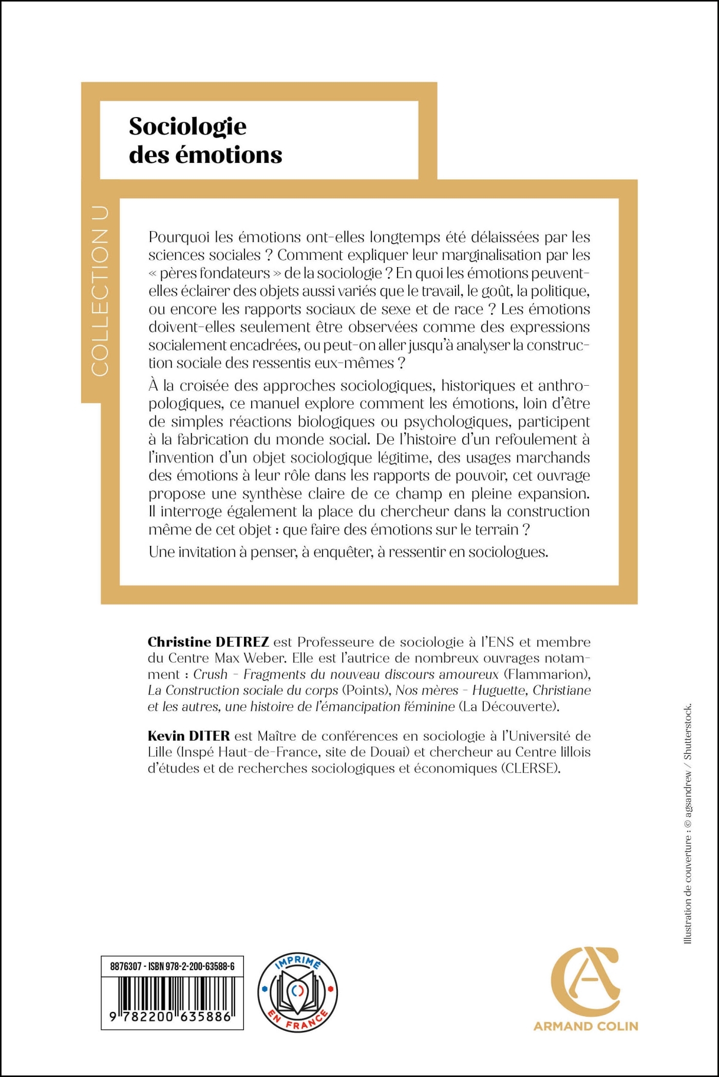 Sociologie des émotions - Christine Détrez, Kevin DITER - ARMAND COLIN
