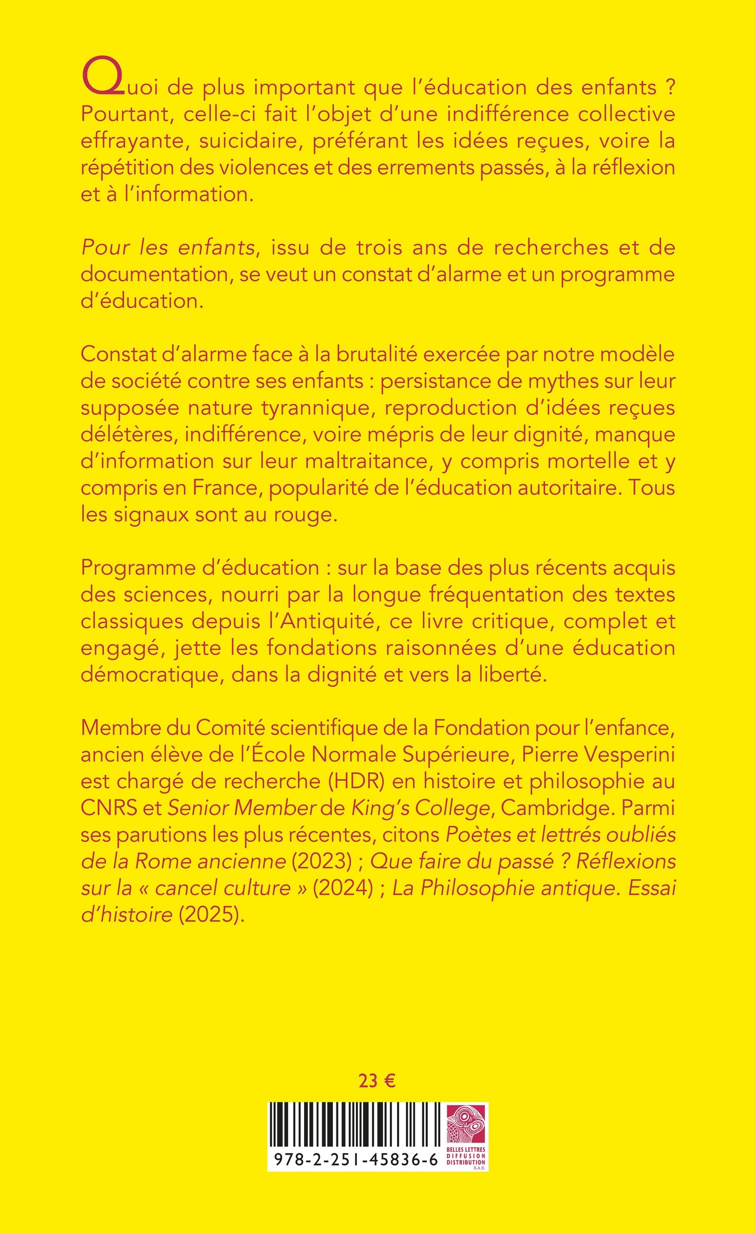 Pour les enfants - Pierre Vesperini - BELLES LETTRES