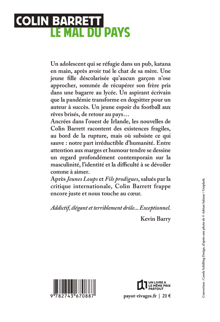 Le Mal du pays - Colin Barrett - RIVAGES