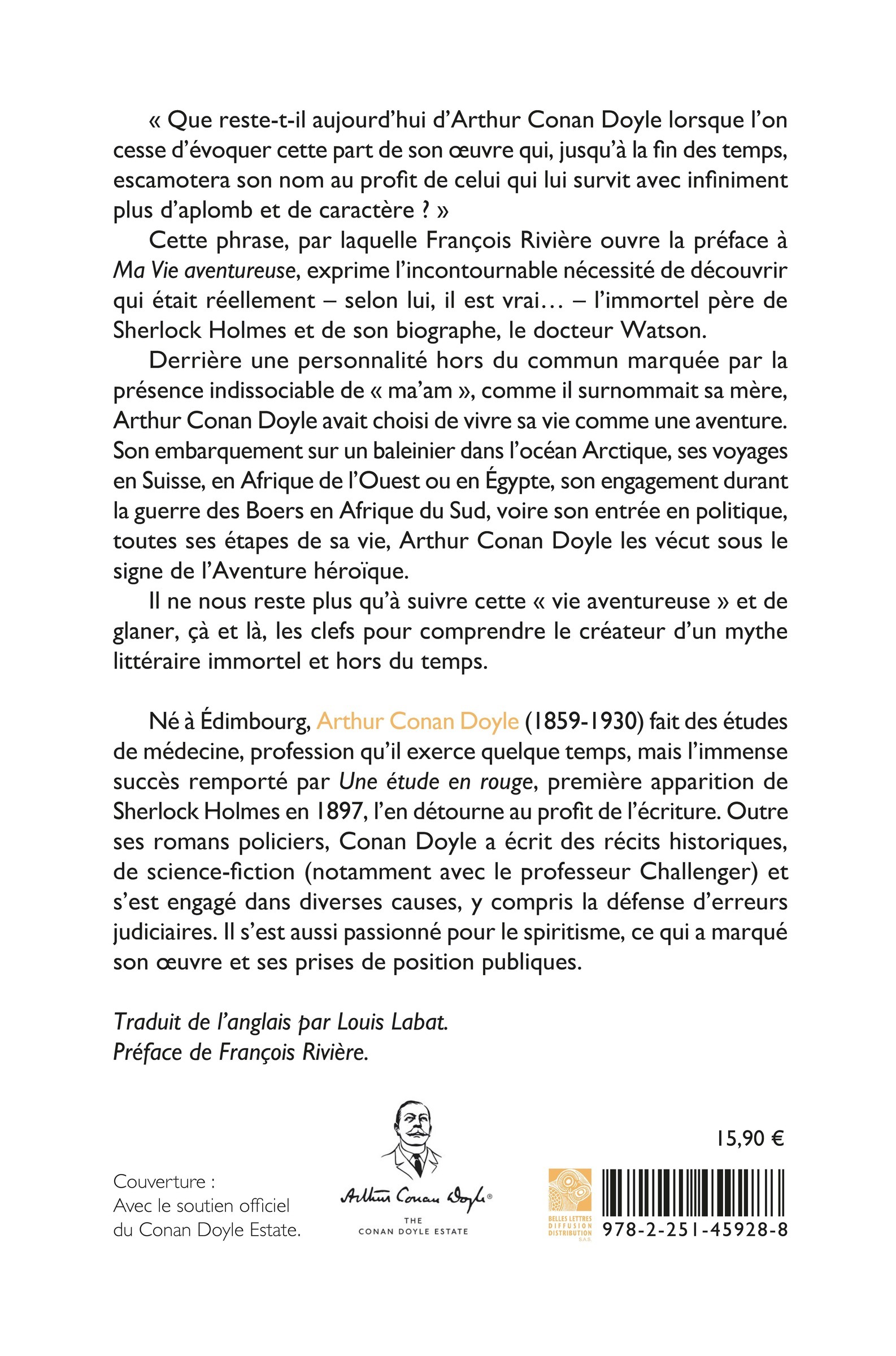 Ma vie aventureuse - Arthur Conan Doyle, François Rivière - BELLES LETTRES